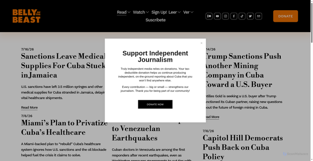 Security scan screenshot of https://www.bellyofthebeastcuba.com/news
