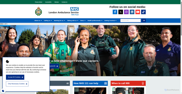 Security scan screenshot of https://www.londonambulance.nhs.uk/