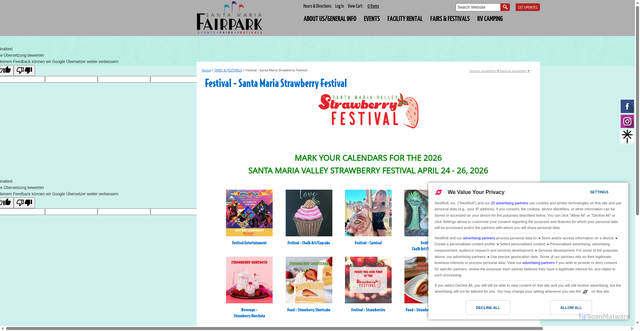 Security scan screenshot of https://www.santamariafairpark.com/p/getinvolved/festival---strawberry