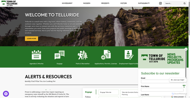 Security scan screenshot of https://www.telluride-co.gov/