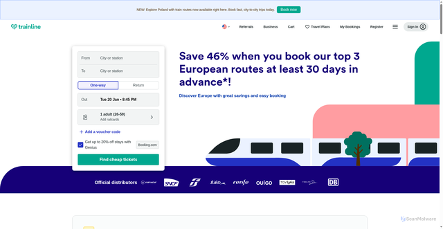 Security scan screenshot of https://trainline.com