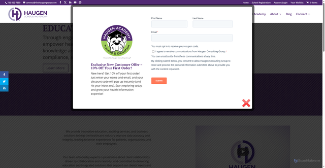 Security scan screenshot of https://thehaugengroup.com