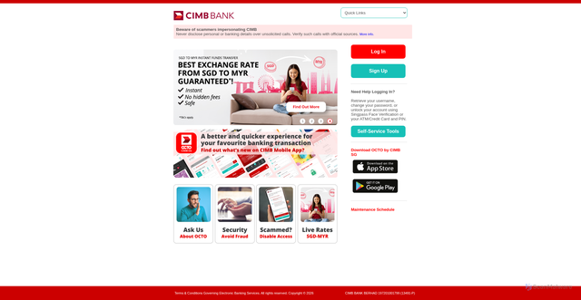Security scan screenshot of https://www.cimbclicks.com.sg