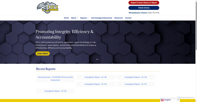 Security scan screenshot of https://monroecountyny-opi.gov/