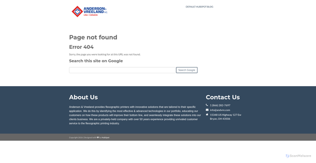 Security scan screenshot of https://info.andersonvreeland.com