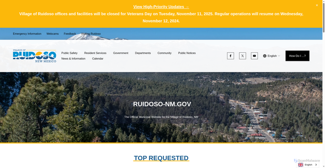 Security scan screenshot of https://www.ruidoso-nm.gov/