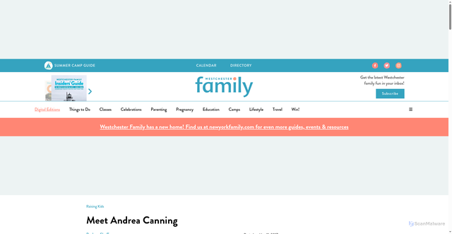 Security scan screenshot of https://www.westchesterfamily.com/meet-andrea-canning/