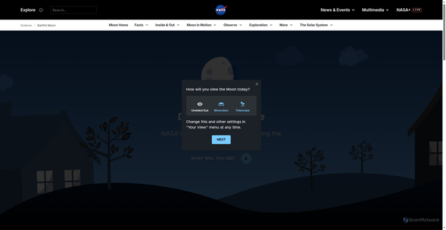 Security scan screenshot of https://moon.nasa.gov/moon-observation/daily-moon-guide/