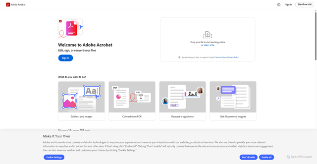 Security scan screenshot of https://adobecancelledaccountschannel.eu1.documents.adobe.com
