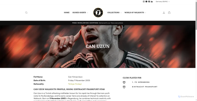 Security scan screenshot of https://walkouts.com/pages/player/can-uzun?srsltid=AfmBOop0YOOnuTe-tsIzmqwtIbpAybXcxTju8QOiXvTSCsKFbJ-rw_Dr