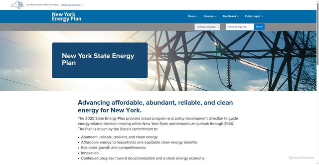 Security scan screenshot of https://energyplan.ny.gov
