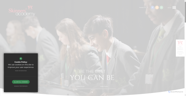 Security scan screenshot of https://www.skinnersacademy.org.uk/