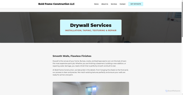 Security scan screenshot of https://boldframeconstruction.com/drywall