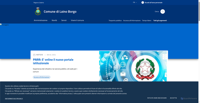 Security scan screenshot of https://www.comune.lainoborgo.cs.it