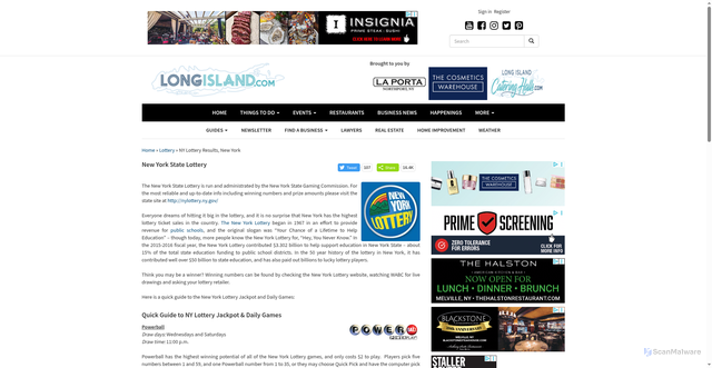 Security scan screenshot of https://www.longisland.com/lottery/