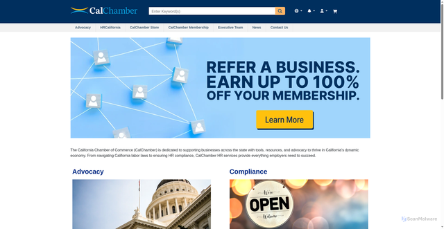 Security scan screenshot of https://www.calchamber.com