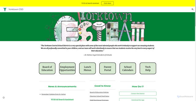 Security scan screenshot of https://www.yorktown.org/