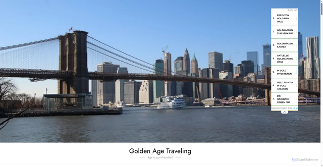 Security scan screenshot of https://goldenagetraveling.com/washington-monument/