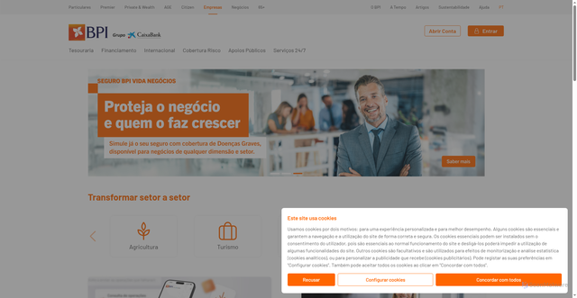 Security scan screenshot of https://bpinetempresas.bancobpi.pt
