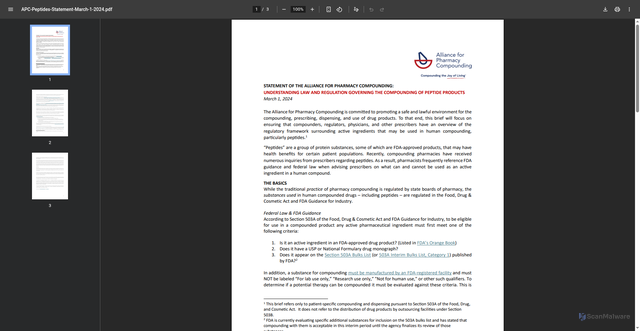 Security scan screenshot of https://join.a4pc.org/hubfs/PDFs/APC-Peptides-Statement-March-1-2024.pdf