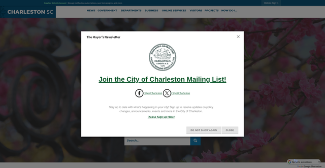Security scan screenshot of https://charleston-sc.gov/