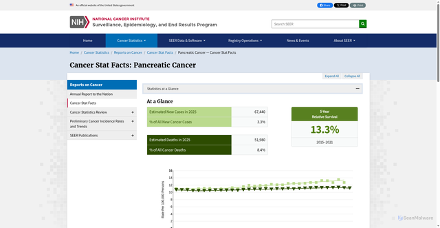 Security scan screenshot of https://seer.cancer.gov/statfacts/html/pancreas.html