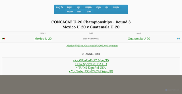 Security scan screenshot of https://footballontv.live/game/Mexico_U-20_v_Guatemala_U-20/2026-07-31/