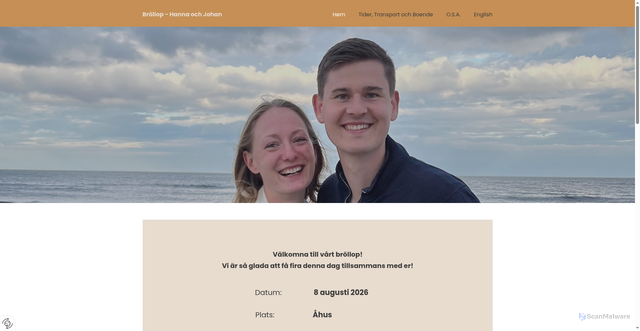 Security scan screenshot of https://hannajohan2026.se