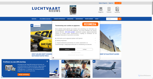 Security scan screenshot of https://luchtvaartnieuws.nl