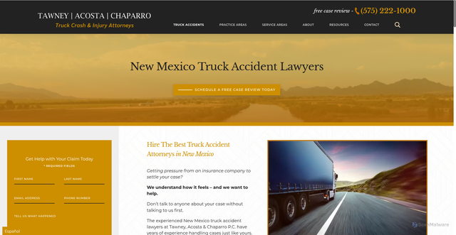 Security scan screenshot of https://tacinjurylaw.com/truck-accidents/