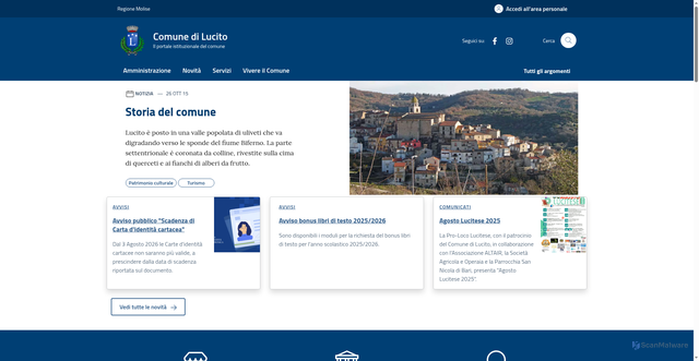Security scan screenshot of https://www.comune.lucito.cb.it