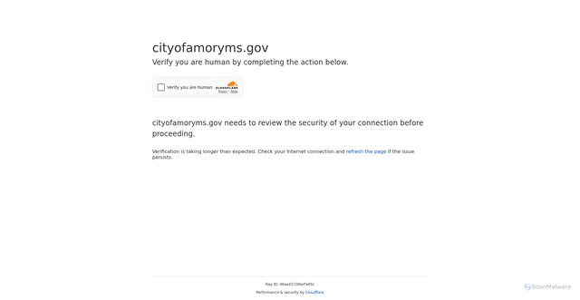 Security scan screenshot of https://cityofamoryms.gov/