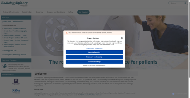 Security scan screenshot of https://radiologyinfo.org