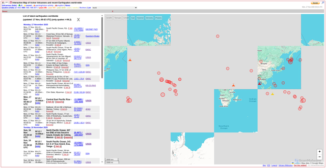 Security scan screenshot of https://earthquakes.volcanodiscovery.com/