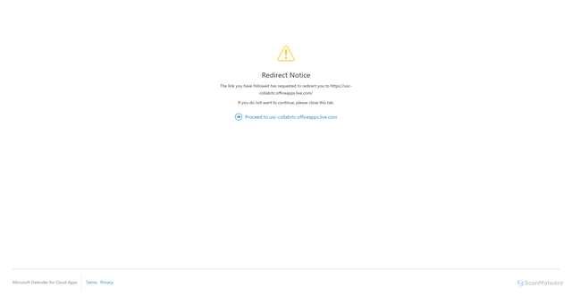 Security scan screenshot of https://usc-collabrtc.officeapps.live.com.mcas.ms