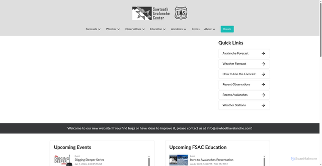 Security scan screenshot of https://www.sawtoothavalanche.com/