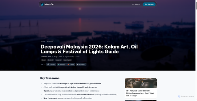 Security scan screenshot of https://mestogo-blog.pages.dev/en/deepavali-malaysia/