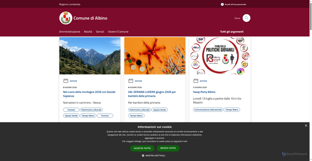 Security scan screenshot of https://www.comune.albino.bg.it