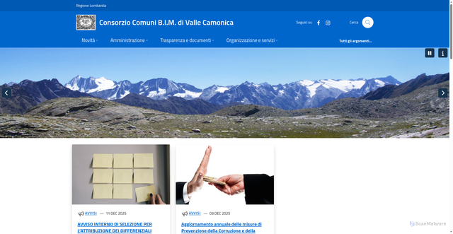 Security scan screenshot of https://www.bimvallecamonica.bs.it/