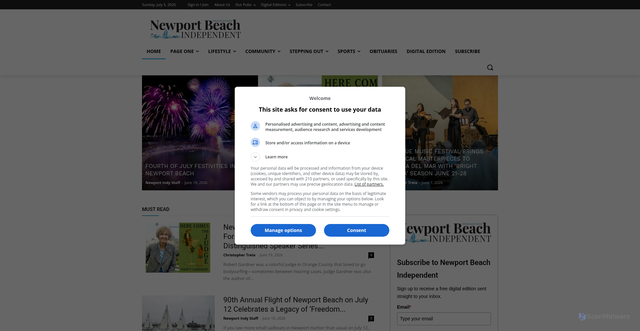 Security scan screenshot of https://www.newportbeachindy.com/