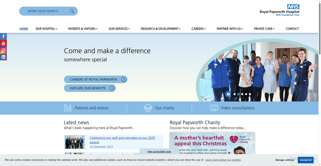 Security scan screenshot of https://royalpapworth.nhs.uk/