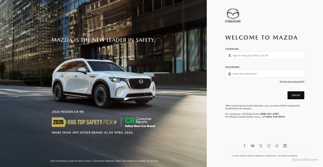 Security scan screenshot of https://onemazdausa.com