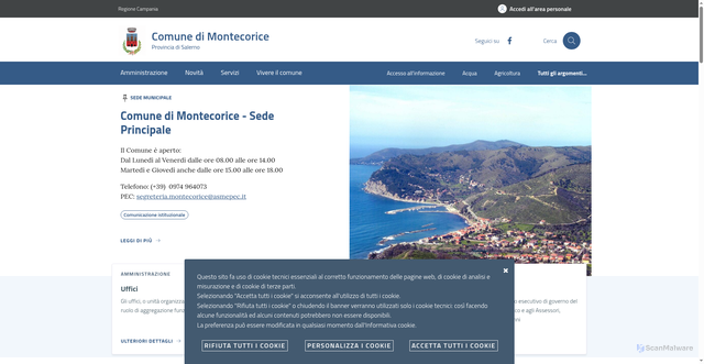 Security scan screenshot of https://www.comune.montecorice.sa.it/