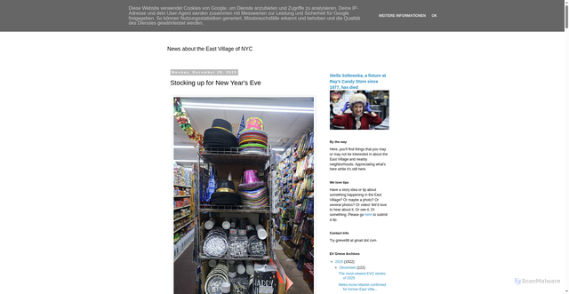 Security scan screenshot of https://evgrieve.com/2025/12/stocking-up-for-new-years-eve.html
