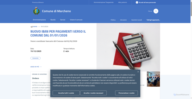 Security scan screenshot of https://www.comune.marcheno.bs.it/