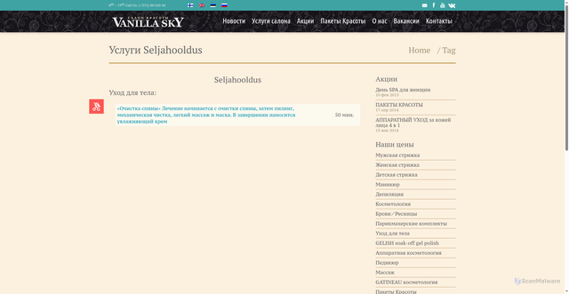 Security scan screenshot of http://vanillasky.ee/ru/for/seljahooldus