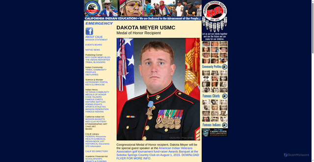 Security scan screenshot of https://www.californiaindianeducation.org/creative_multimedia/dakota_meyer/