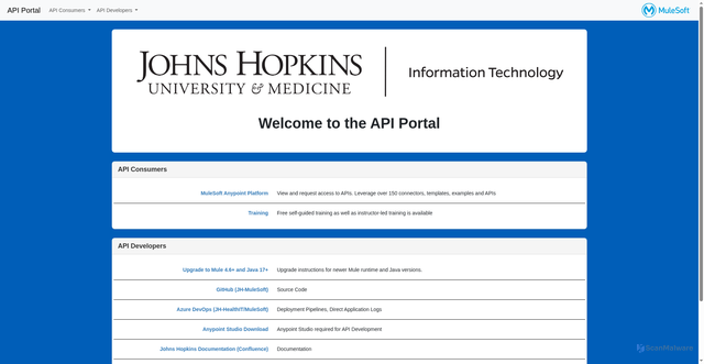 Security scan screenshot of https://api.jh.edu
