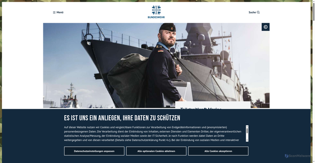 Security scan screenshot of https://www.bundeswehr.de/de/organisation/marine