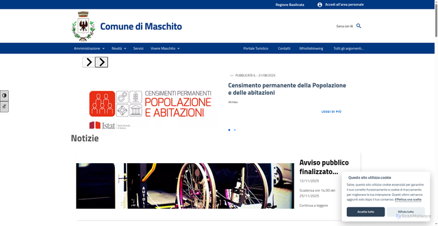 Security scan screenshot of https://www.comune.maschito.pz.it/